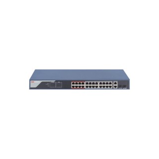 HIKVISION : Smart Managed 24-Port 100 Mbps PoE Switch, 24 × 100 Mbps PoE RJ45 ports, 2 × gigabit combos,AF/AT camera can rea...
