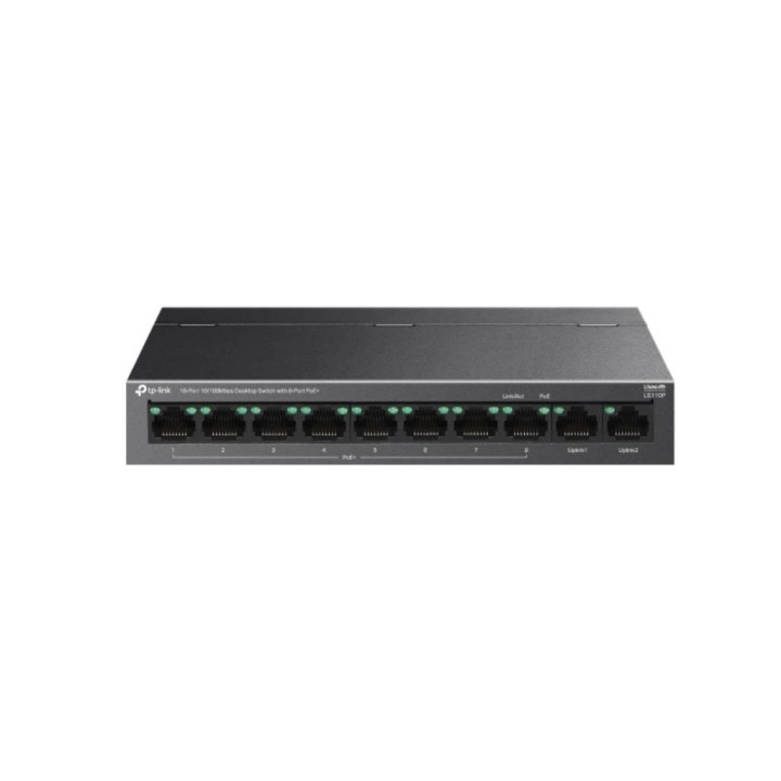 TPLINK : 10-Port 10/100 Mbps Desktop Switch with 8-Port PoE+ PORT: 8× 10/100 Mbps PoE+ Ports, 2× 10/100 Mbps Non-PoE Port SP...