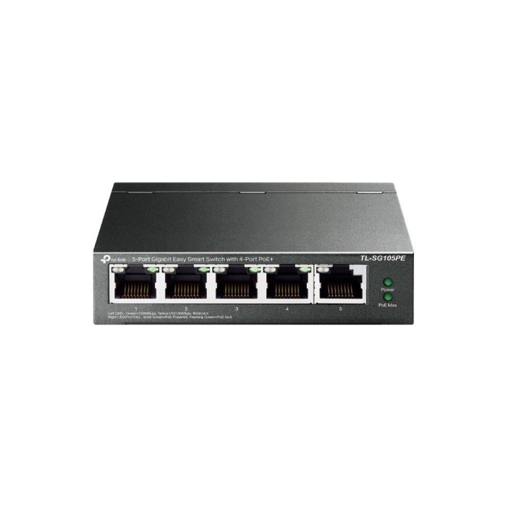 TPLINK : 5-Port Gigabit Easy Smart Switch with 4-Port PoE+ PORT: 4× Gigabit PoE+ Ports, 1× Gigabit Non-PoE Ports SPEC: 802.3...