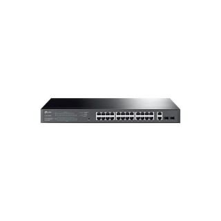 TPLINK : 28-Port Gigabit Easy Smart Switch with 24-Port PoE+ PORT: 24× Gigabit PoE+ Ports, 2× Gigabit Non-PoE Ports, 2× Giga...