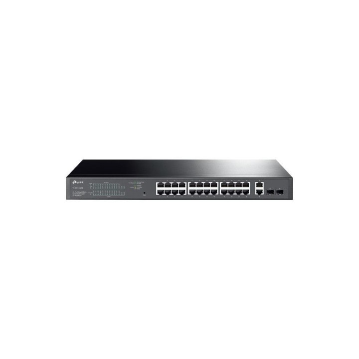 TPLINK : 28-Port Gigabit Easy Smart Switch with 24-Port PoE+ PORT: 24× Gigabit PoE+ Ports, 2× Gigabit Non-PoE Ports, 2× Giga...