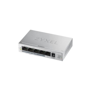 ZYXEL : 5-port GbE, Unmanaged Switch Metal Case, PoE 802.3af และ 802.3at ที่พอร์ต 1-4, Power budget 60W