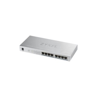 ZYXEL : 8-port GbE, Unmanaged Switch Metal Case, PoE 802.3af และ 802.3at ที่พอร์ต 1-8, Power budget 60W