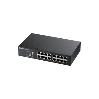 ZYXEL : 16 port GbE, Unmanaged Switch Metal Case, Rack-mount kit for installing 19" rack