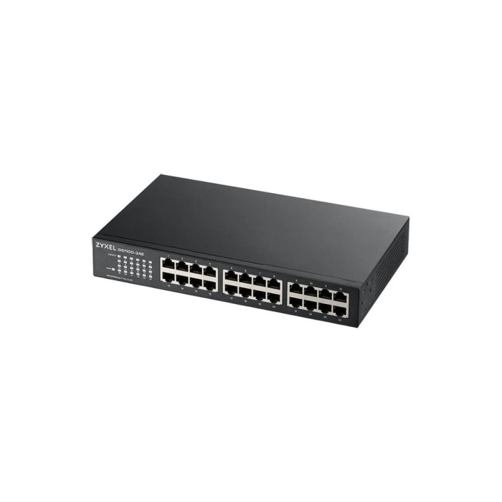 ZYXEL : 24 port GbE, Unmanaged Switch Metal Case, Rack-mount kit for installing 19" rack