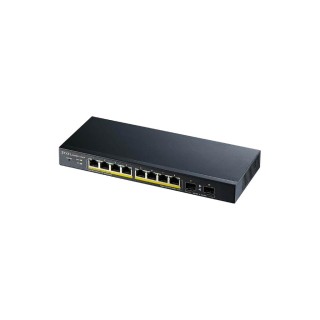 ZYXEL : 8-port GbE L2 PoE Smart Managed Switch + 2 SFP slots, 802.3at, desktop, fanless, 77 Watt