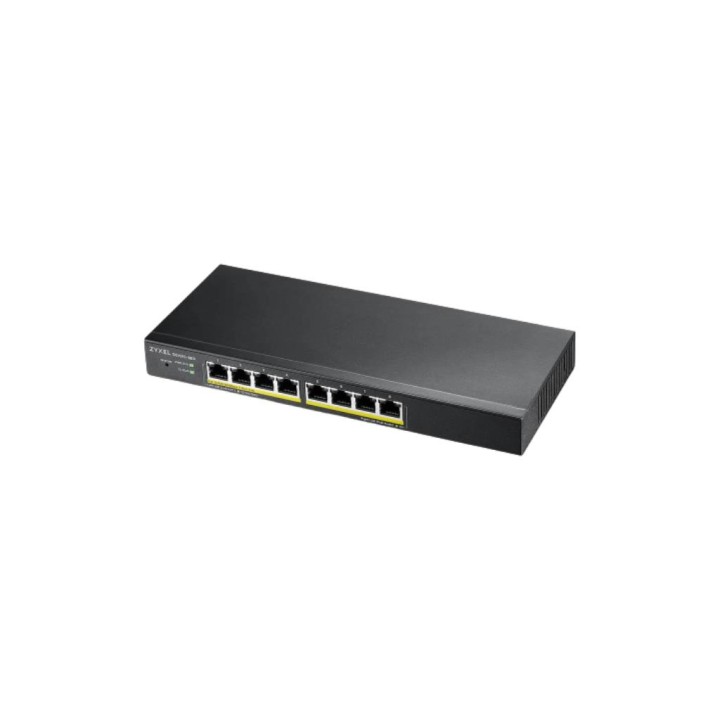 ZYXEL : 8-port GbE Smart Managed PoE Switch, 802.3at, desktop, fanless, 60 Watt